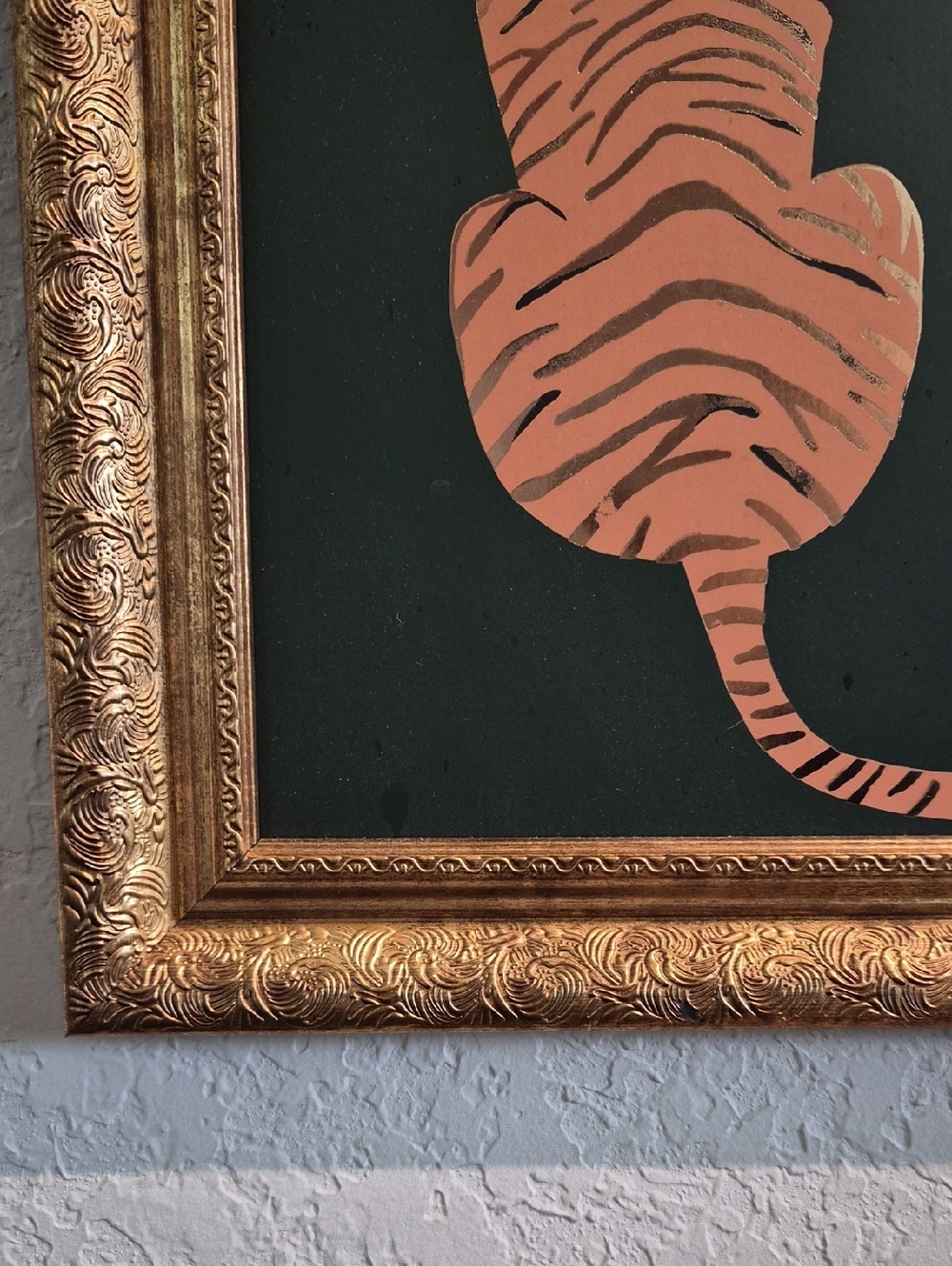 Framed Tiger Silhouette Wall Art - Orange Gold Green 11" X 13.5" - Picture 4 of 6
